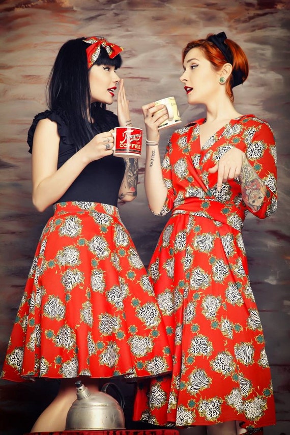 Rockabilly Pin up High Waist Full Skirt 50s Skirt Etsy UK