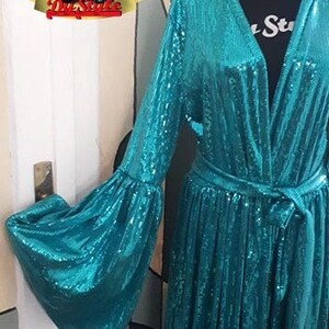 Sequin Mermaid Cover-Up Rave Duster Kimono Cape Robe Dress image 4