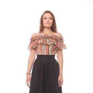Off Shoulder Colored Boho Top Summer Festival Top