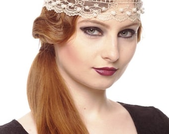 Handmade Bridal Flapper Headband, 1920s Gatsby Headpiece
