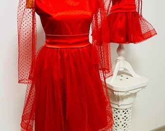 Matching Mother Daughter tulle dress / Mommy and me red dress / Mother Daughter elegant dress