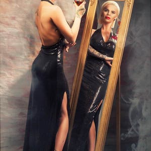 Long Sequin Dress Marilyn Monroe Vintage Inspired Black Sequin Dress Perfect Sequins Long Gown