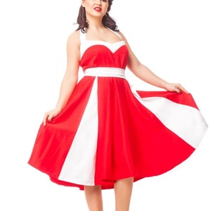 Rockabilly 1950s tea length red and white wedding/bridesmaid prom party dress, custom made corset dress, plus size corset dress
