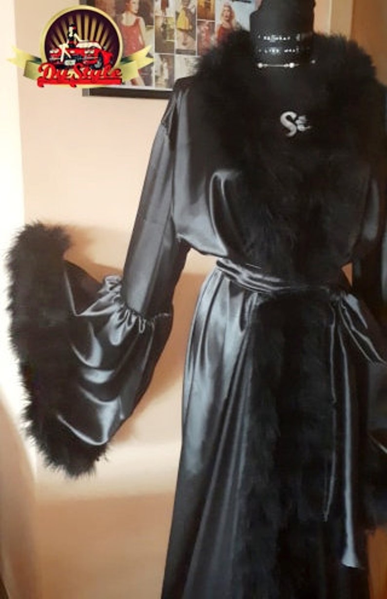 satin marabou robe