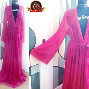 Abito da spiaggia Hot Pink Stretch Tulle Duster