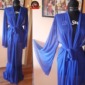 Chiffon Blue See Through Duster Robe Beach Dress image 1