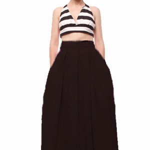 Black Maxi Floor Long plated skirt with pockets