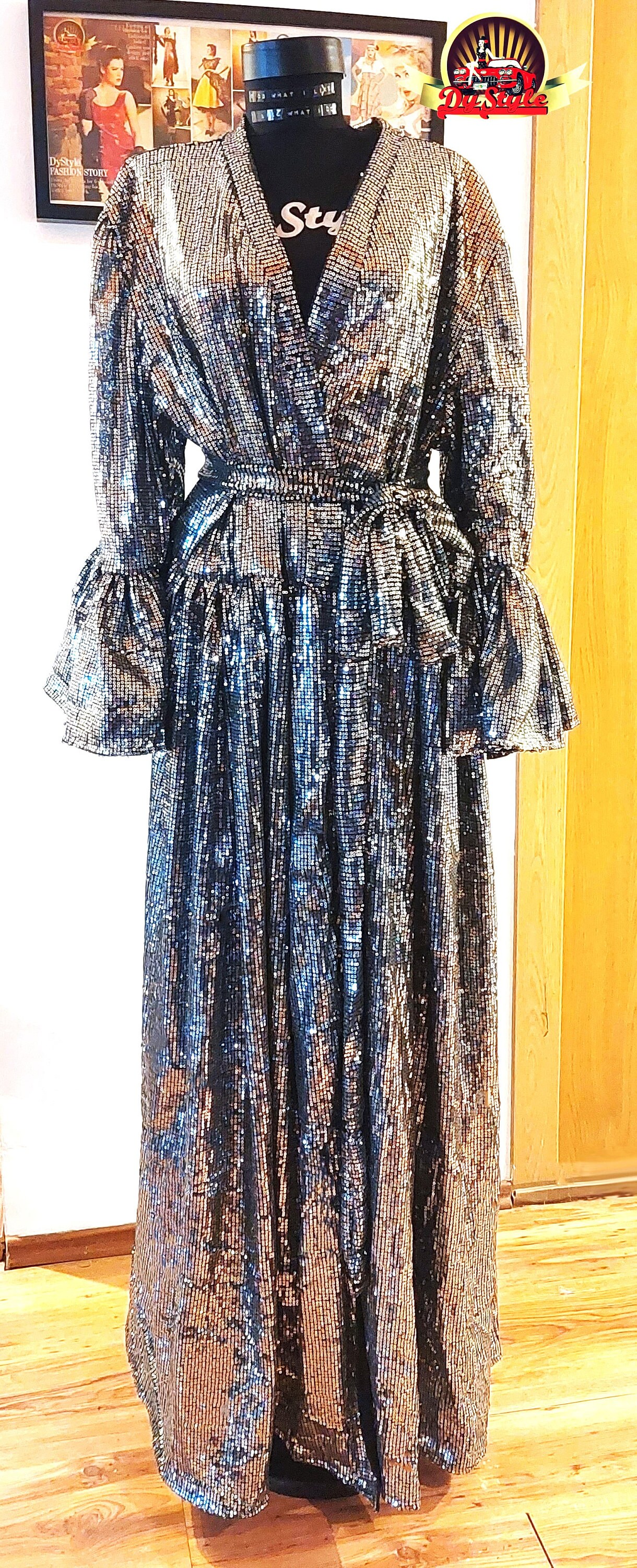 Sparkling Robe Silver Sequin Robe, Shinny Silver Cover-up Duster Kimono Dress, Custom ...