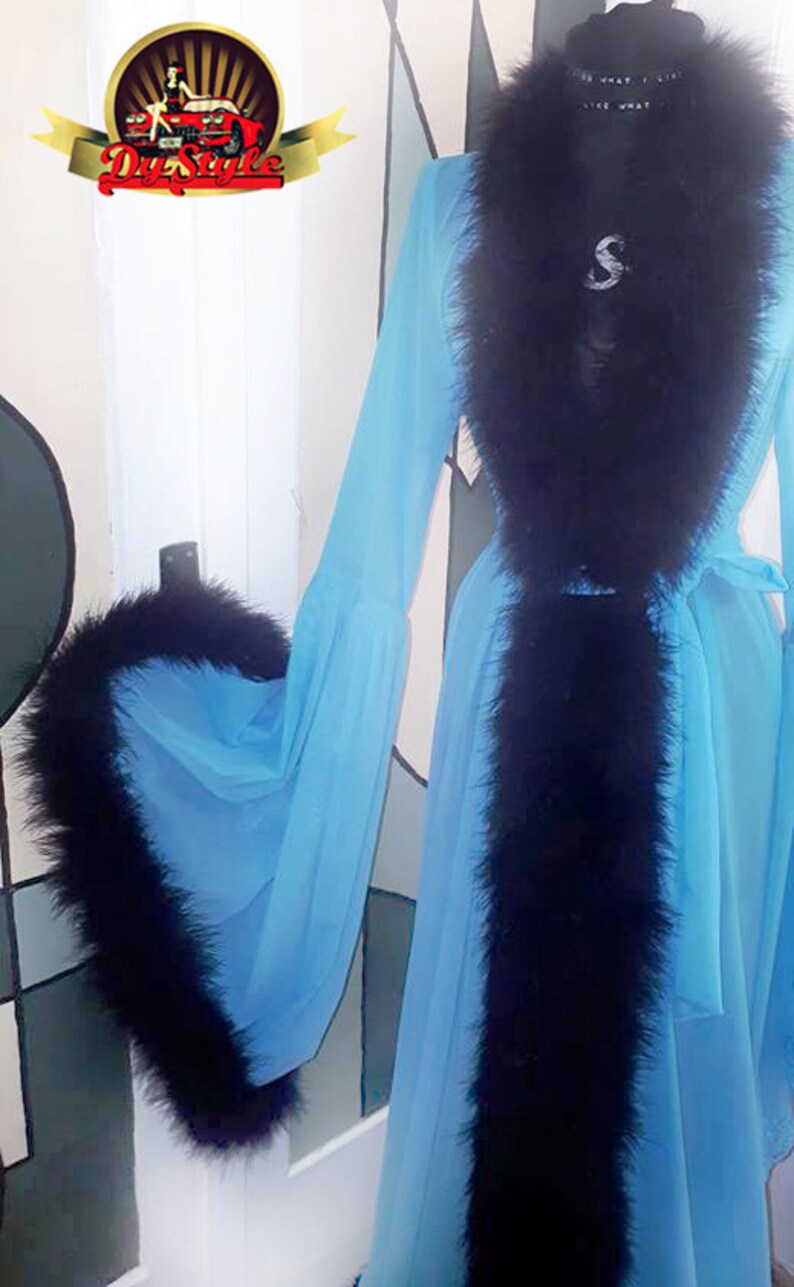 Big Boa Robe Black Marabou Feather Dressing Gown Burlesque Etsy