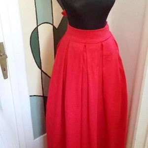 Red Maxi Floor Skirt, Pleated Long Skirt With Pockets, Bridemaids Skirt, Prom Skirt, Plus size skirt