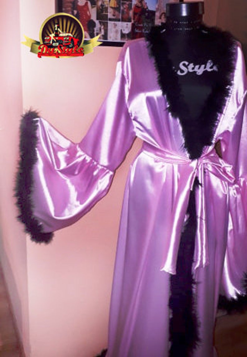 satin marabou robe