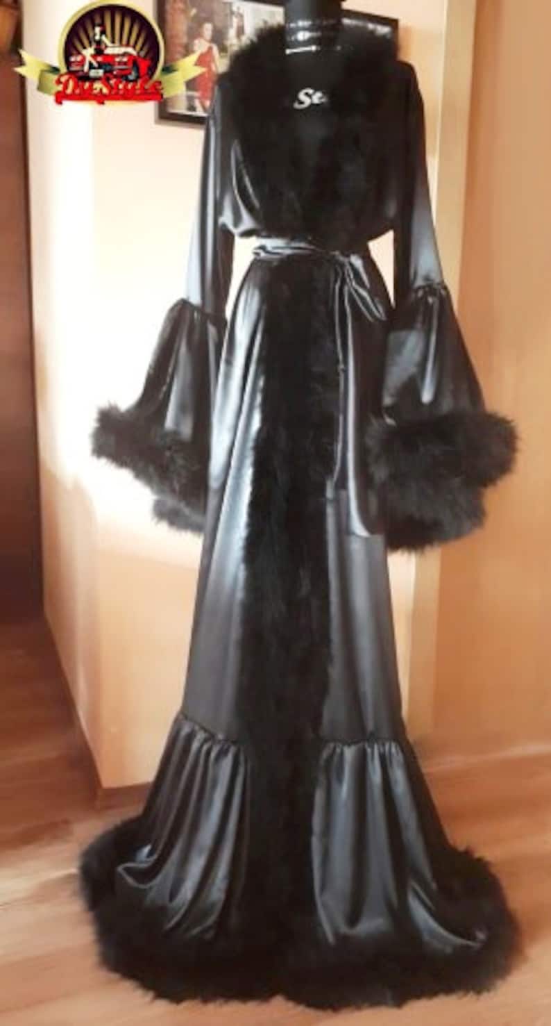 satin marabou robe