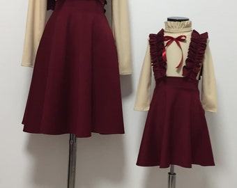 Burgundy matching mother-daughter dress / Mommy and me outfit / Mommy and me dress