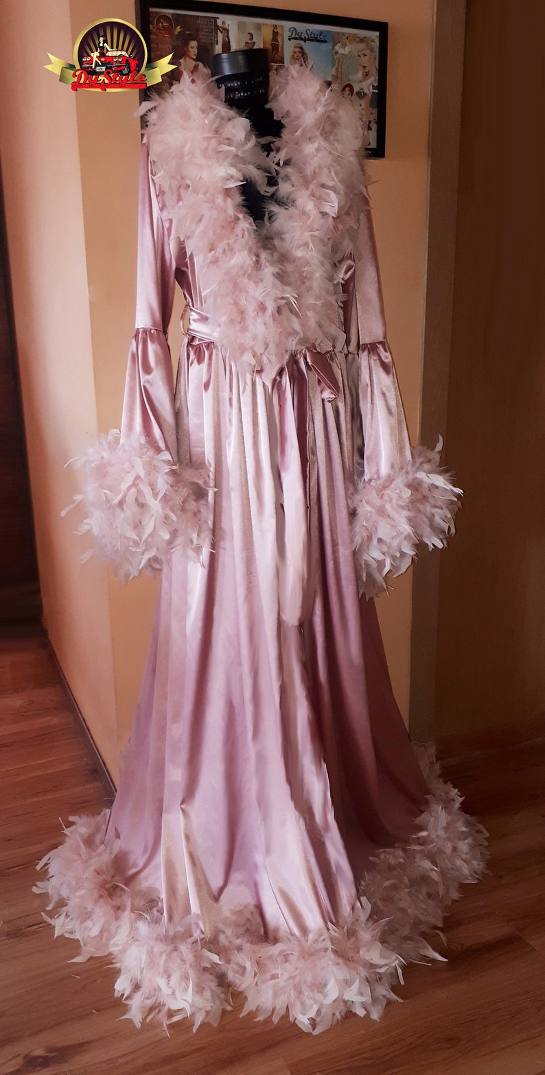Velvet Feathers Robe, Wine Red Dressing Gown, Burgundy Burlesque Stage ...