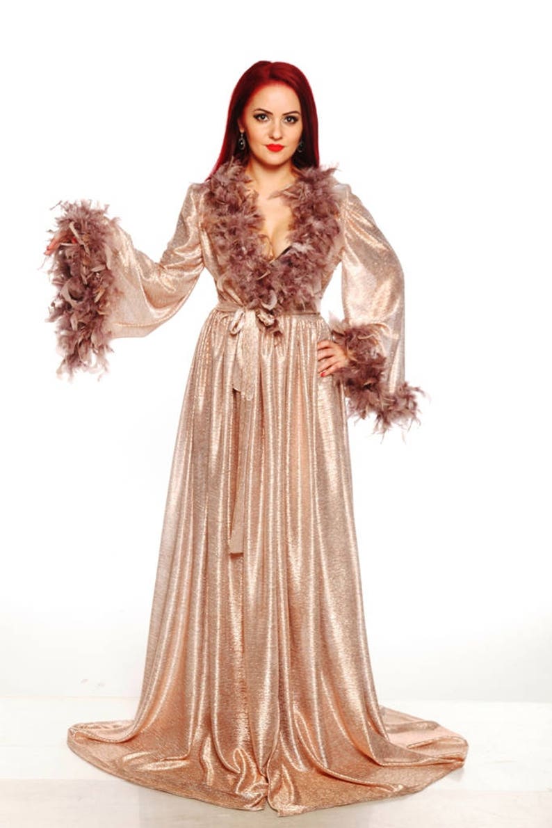 New Limited Edition Shiny Amazing Copper Tulle Dress Robe, Stage Dressing Gown image 8