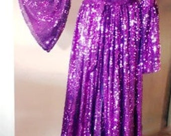 Purple Sequin Iridescent Mermaid Unicorn Cover-Up Rave Duster Kimono Cape, Sequin Dress, Plus Size Festival Robe Limited Edition