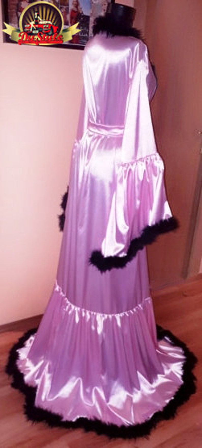 satin marabou robe