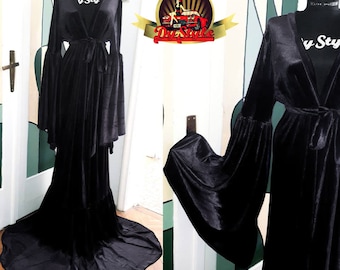 Black Velvet Robe Duster Dress