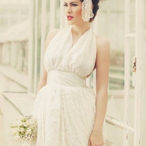 Ivory Short 1950s Inspired Mini Wedding Dress, Short Wedding Dress, Ivory Lace Short Wedding Dress Summer Wedding Dress