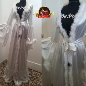 Robe for the Bride, White Satin Bridal Dressing Gown