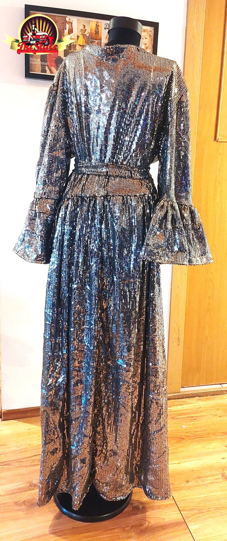 Silver Sequin Robe, Shinny Silver Cover-up Duster Kimono Dress, Custom ...