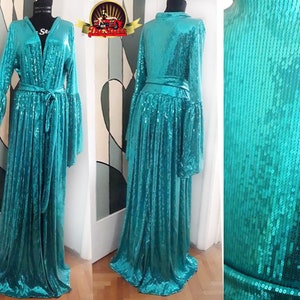 Sequin Mermaid Cover-Up Rave Duster Kimono Cape Robe Dress image 1