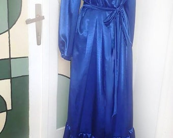 Blue Puffy Sleeves Satin Robe / Bridesmaids Dressing Gown