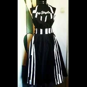 Rockabilly 1950s Tea Lenght Pin Up Black and Stripes Wedding Bridesmaid Corset Dress Prom Plus Size Corset Dress image 3