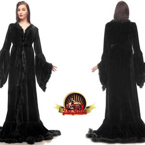 Black Velvet Renaissance plus size feathers robe