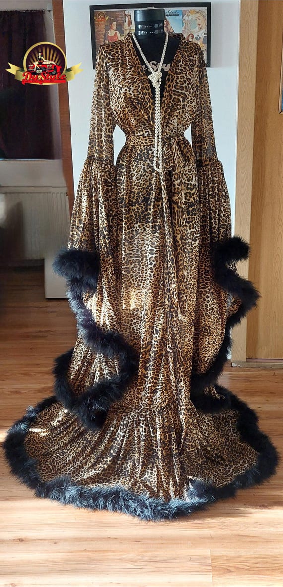 luxury black dressing gowns Black Long Ostrich Feather Dressing Gown, Sexy tulle Lingerie, Ostrich feather robe, See through sheer robe, Gift Idea boudoir pin up luxury
