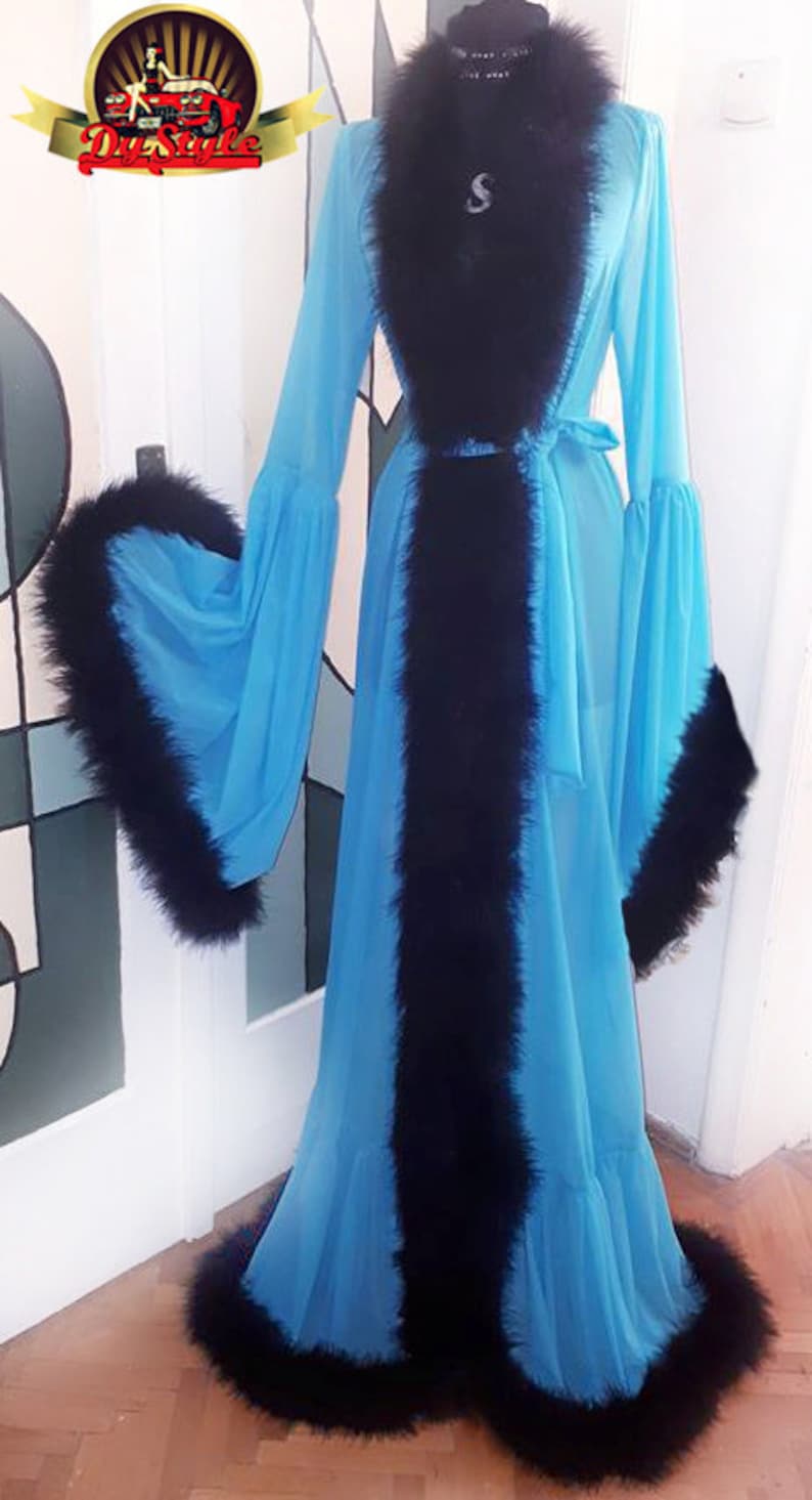 Big Boa Robe Black Marabou Feather Dressing Gown Burlesque Etsy Canada