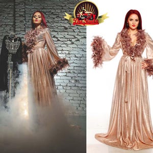 New Limited Edition Shiny Amazing Copper Tulle Dress Robe, Stage Dressing Gown image 6