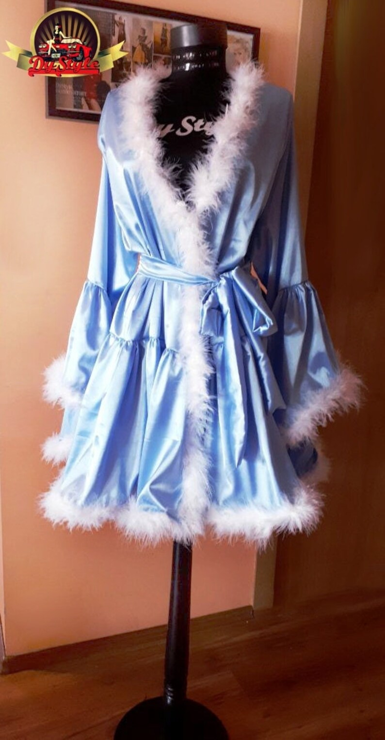 satin marabou robe