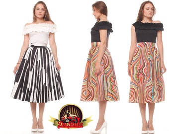 Pleated Cotton Skirt with Pockets, Custom Made Boho Tulle Skirt