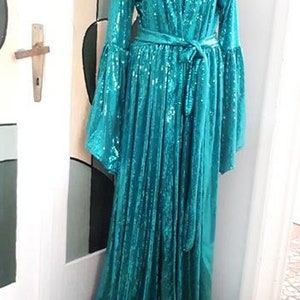 Sequin Mermaid Cover-Up Rave Duster Kimono Cape Robe Dress image 5