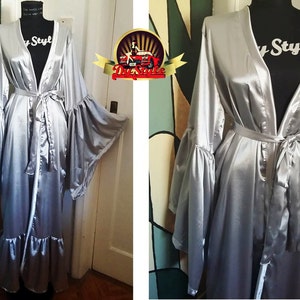 Hunter Green Silky Satin Bridesmaids Dressing Gown image 2