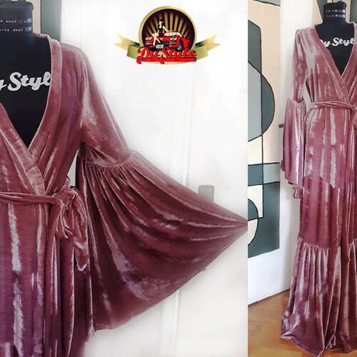 Burgundy Velvet Dressing Gown Custom Made Velvet Gown Etsy