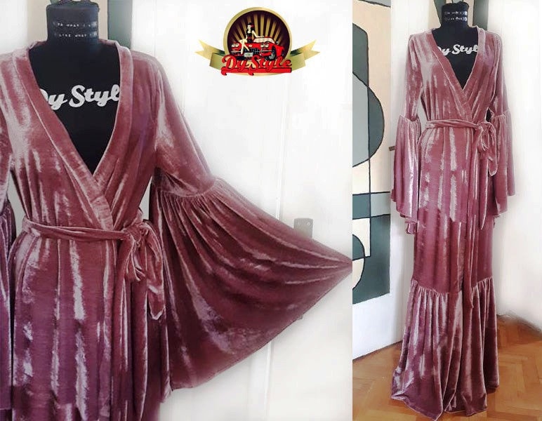 pink velvet dressing gown