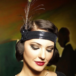 Great Gatsby headband, Feather headband, 1920&#39;s headband, Flapper headband, Gatsby Headpiece, 1920s/1930s Headpiece, New Year headband