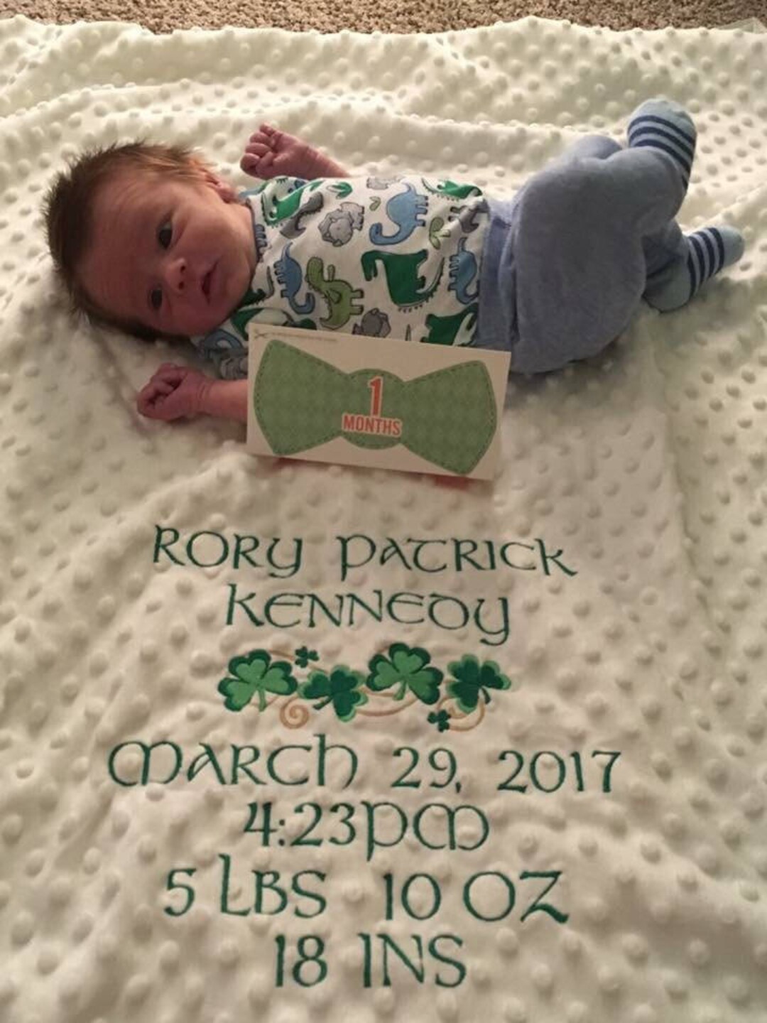 Irish Shamrock Baby Blanket Personalized Embroidery Etsy
