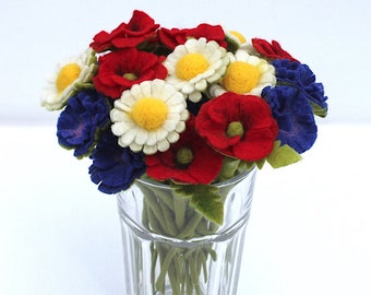 Magic little felted poppy flowers and cornflowers, felted by hand, as a gift for the mother, the girlfriend