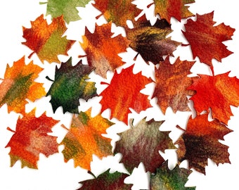 10 x maple leaves felted in bright colors for the season tablecloth, carnival costume, carnival or for decoration