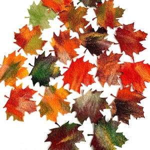 10 x maple leaves felted in bright colors for the season tablecloth, carnival costume, carnival or for decoration image 1