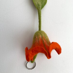 Key fob, bag charm with flowe felted by hand image 5