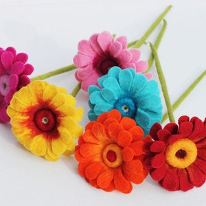 Flowers in white or multicolored, gerbera, handmade felted flowers, magical idea as a gift for the mother or the girlfriend