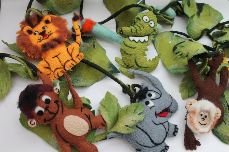 Felt jungle animals for the jungle garland as a decoration Etsy