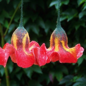 Felt flowers Large window decorations Felted flowers Hanging flowers Felted flowers