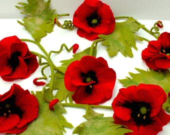 Garland large flowers poppy felt garland deco for Windows okras Garden Party garden party