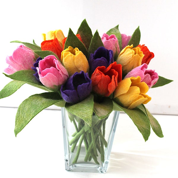 Tulipes colorées feutrées à la main
