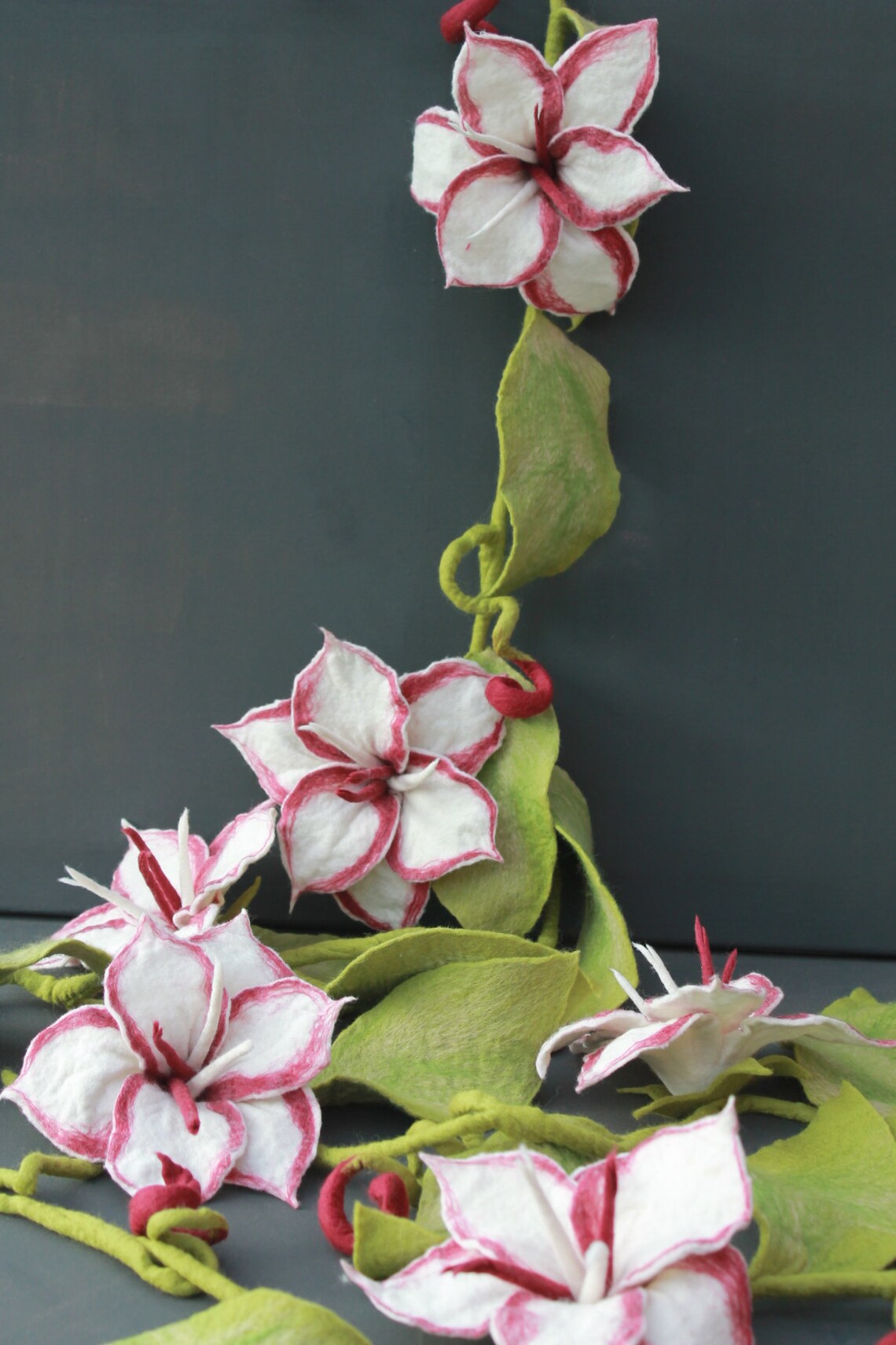 Large Lilies Garland in White and Bordeaux Special Unique Etsy